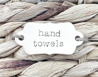 Custom Basket Label: Personalized Hand Stamped Brass or Copper Closet or Pantry Tag