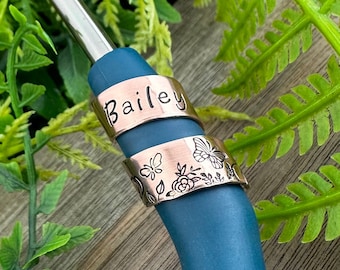 Hand Stamped Stethoscope ID Tag: Custom Butterfly Name Charm