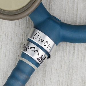 Custom Stethoscope ID Tag: Hand Stamped Mountains Name Charm