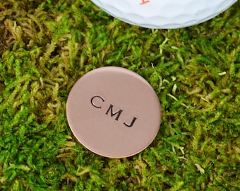 Personalized Golf Ball Marker: Hand Stamped Monogram Gift
