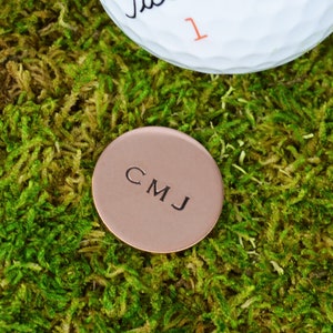 Personalized Golf Ball Marker: Hand Stamped Monogram Gift