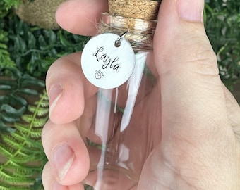 Custom Pet Fur and Whiskers Memorial Jar: Handcrafted Keepsake, Aluminum Charm