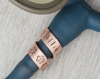 Custom Stethoscope ID Tag: Hand Stamped Paw Print Name Charm