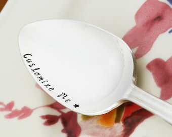 Personalized Vintage Spoon: Custom Stamped Silverware