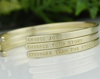 Personalized Stacking Cuff Bracelet: Hand Stamped Inspirational Jewelry