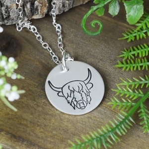 Highland Cow Necklace: Sterling Silver Scottish Jewelry