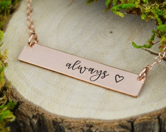 Always Skinny Bar Necklace • Layering Necklace • Simple Minimal Jewelry • Sterling Silver, Rose Gold, and Gold Necklace • Valentine Gift