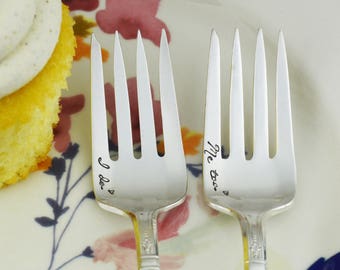 I Do Me Too Hand Stamped Forks • Stamped Silverware • Gift Idea for Bridal Shower • Wedding Accessory