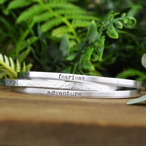 Hand Stamped Mantra Cuff: Personalized Word Bracelet, Inspirational Jewelry