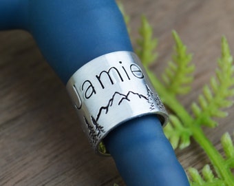 Personalisierte Stethoskop ID-Tag: Handgefertigte Berge Name Charme