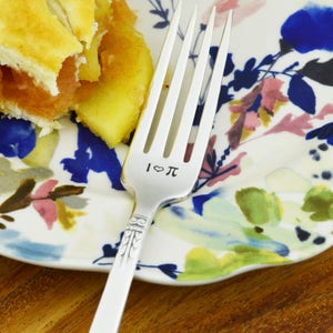 I Love Pi Stamped Vintage Fork: Math Geek Gift