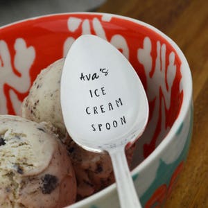 Personalized Ice Cream Spoon: Hand Stamped Vintage Silverware