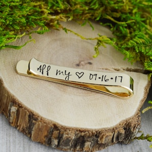 Personalized Secret Message Skinny Tie Bar with Custom Monogram - Tie Bar for Skinny Tie  - Personalized Boyfriend Husband or Groom Gift