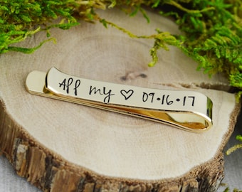 Personalized Secret Message Skinny Tie Bar with Custom Monogram - Tie Bar for Skinny Tie  - Personalized Boyfriend Husband or Groom Gift