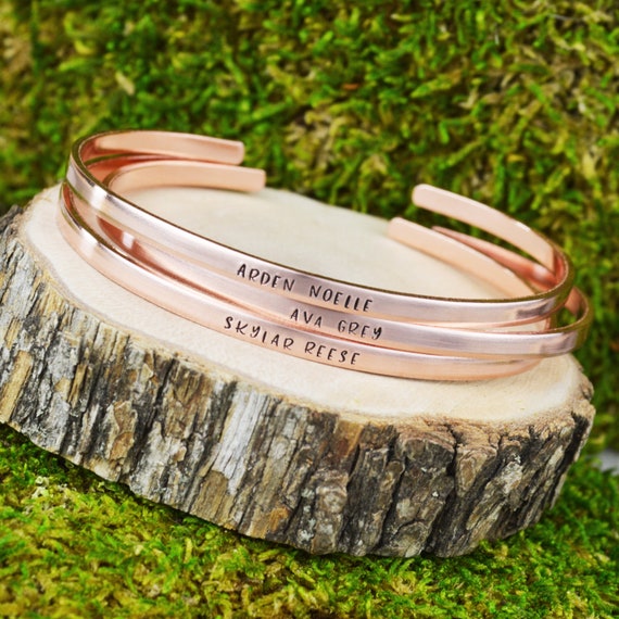 Skinny Personalized Name Bracelet • Custom Kids Name Layering Cuff • Personalized Stacking Bracelet • New Mom Mother or Grandmother Gift Il_570xn