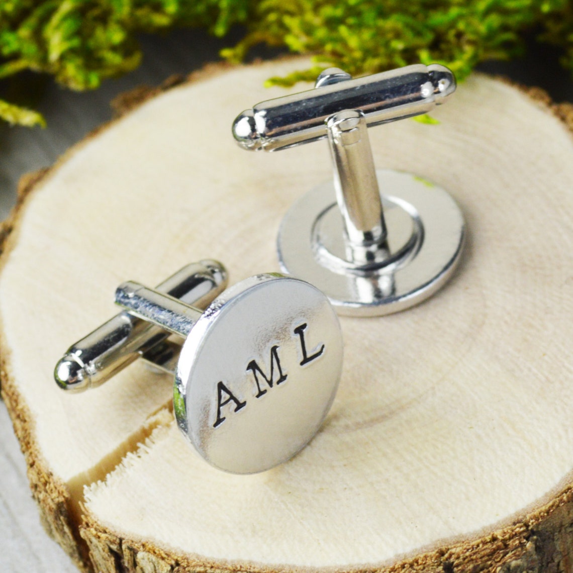 Custom Initial Cuff Links Hand Stamped Groomsman Gift Etsy