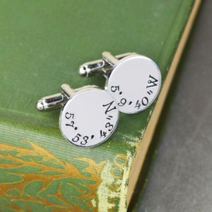 Custom Coordinates Cuff Links - Hand Stamped Groom Gift - Latitude Longitude