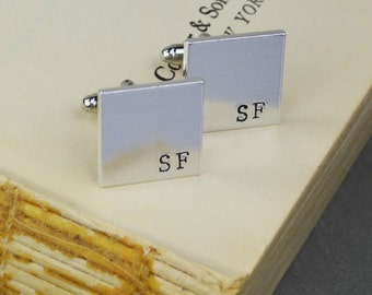 Custom Initial Cuff Links - Hand Stamped Groomsman Gift
