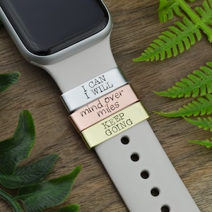 Personalized Smart Watch Band Charm: Hand Stamped Aluminum, Brass, or Copper