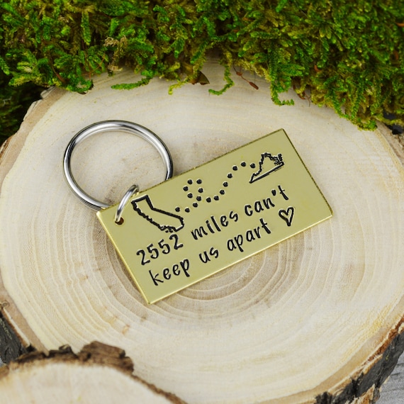 Custom Long Distance Keychain • Choose Your Miles • Long Distance Love • Family and Friend Gift Il_570xn