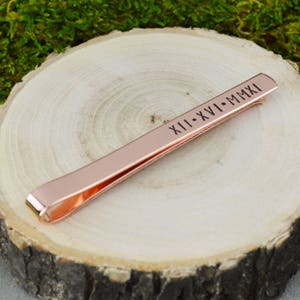 Hand Stamped Roman Numeral Tie Bar - Groom Gift