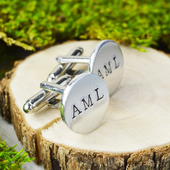 Custom Initial Cuff Links - Hand Stamped Groomsman Gift Il_570xn