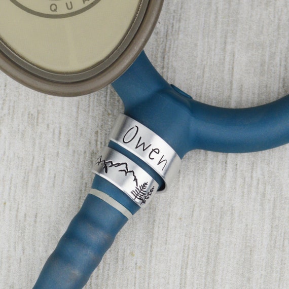 Custom Stethoscope ID Tag • Mountains Name Charm • Nurse RN BSN Doctor
