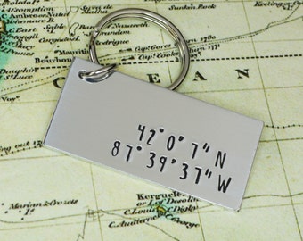 Coordinates Keychain - Latitude Longitude