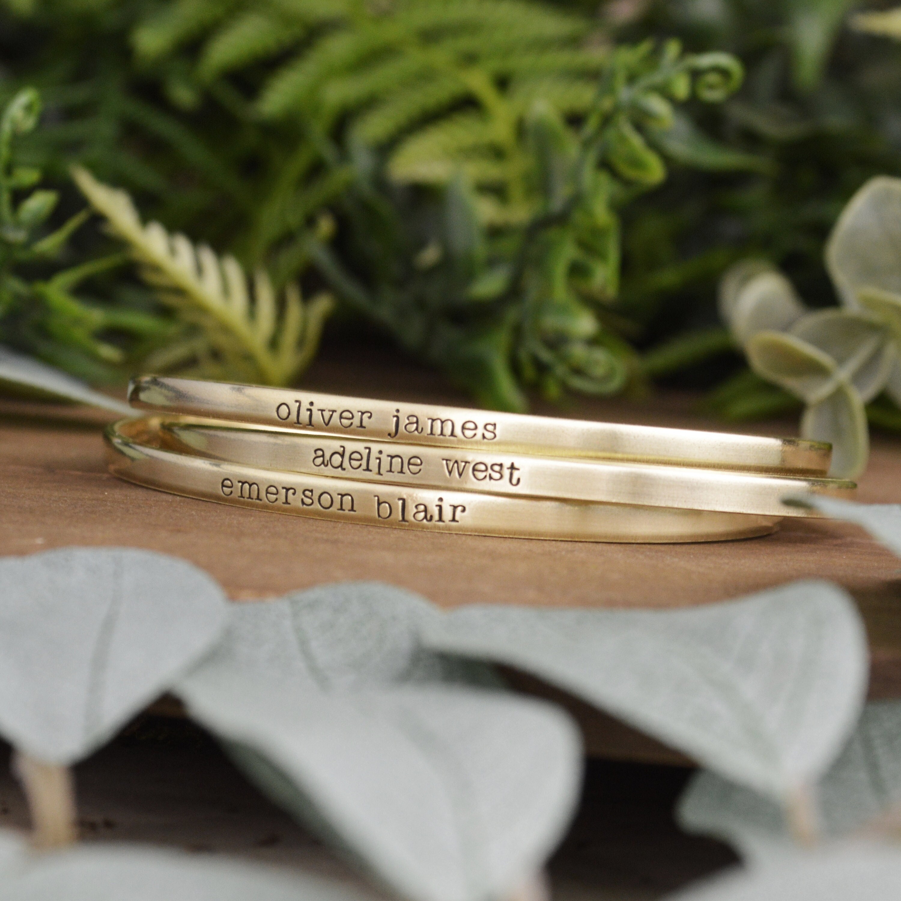Personalized Name Bracelet: Stacking Cuff, New Mom Gift