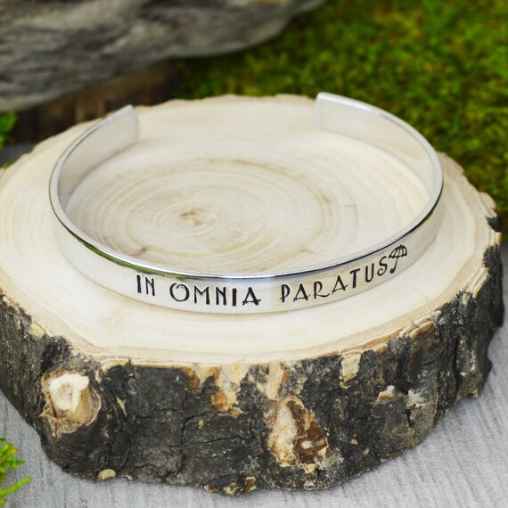 In Omnia Paratus Bracelet Aluminum Brass Copper Or Sterling Silver Cuff Bracelet By Silver Statements Catch My Party In Omnia Paratus Bracelet Aluminum Brass Copper Or Sterling Silver Cuff Bracelet By Silver Statements Catch My Party