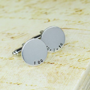 Custom Date Cuff Links - Hand Stamped Groom Gift