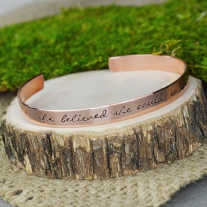 Hand Stamped Copper Cuff Bracelet: Inspirational Quote Bangle