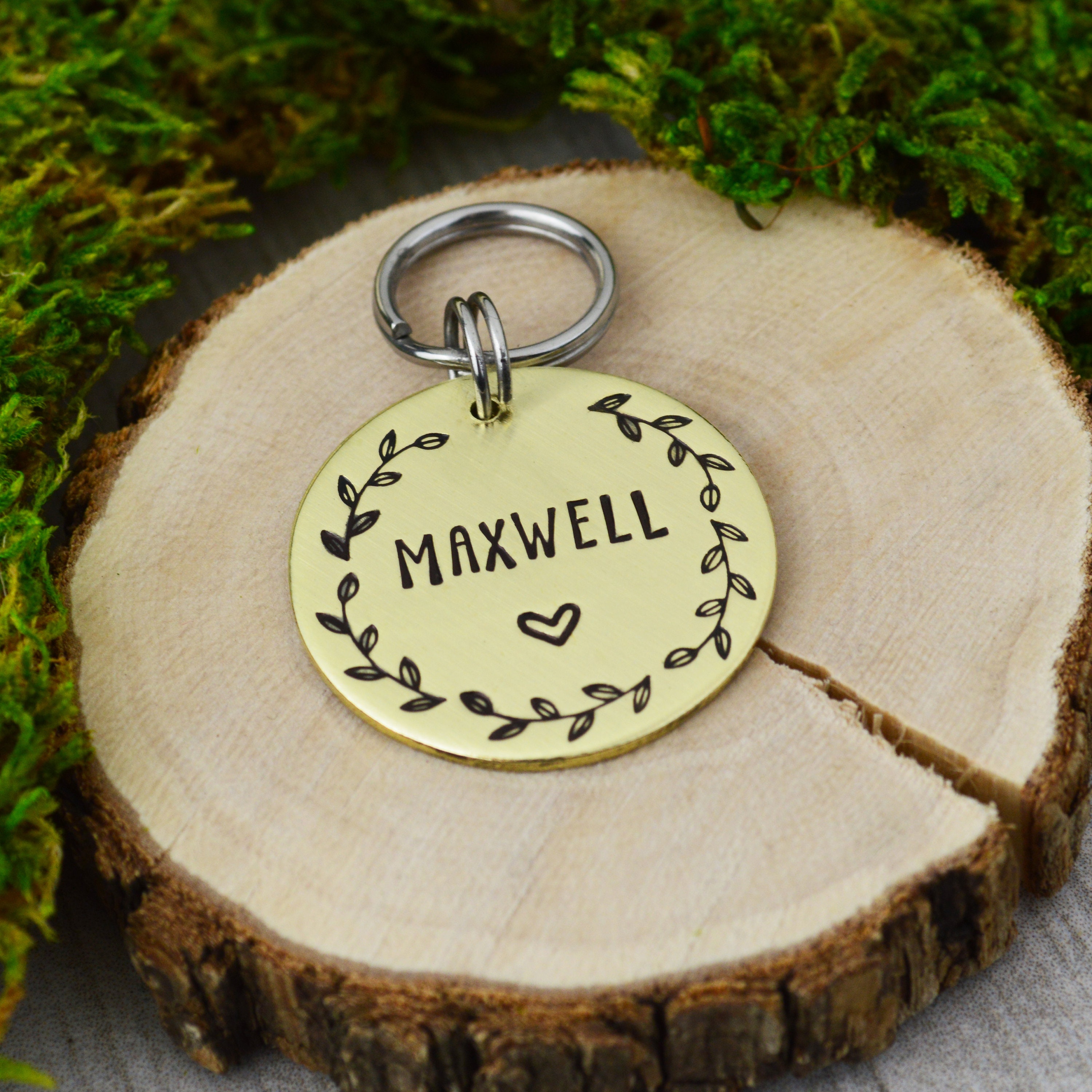 Hand Stamped Pet ID Tag • Personalized Pet/Dog Tag • Floral Dog Colla…