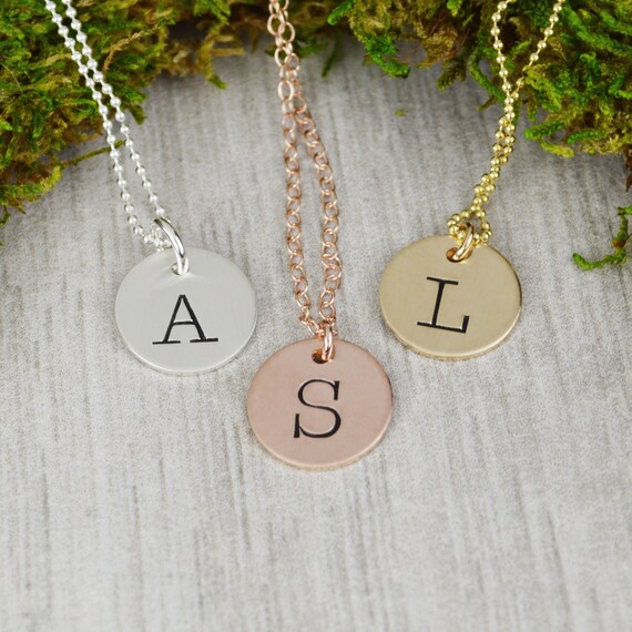 Custom Initial Necklace • Minimal Layering Necklace • Sterling Silver Rose Gold and Gold • Simple Dainty Jewelry Il_570xn