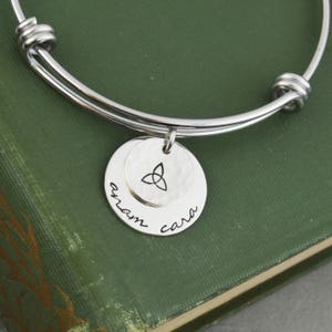Anam Cara Adjustable Bangle Bracelet - Stacking Bangle - Best Friends Soul Friends Gift - Celtic Jewelry