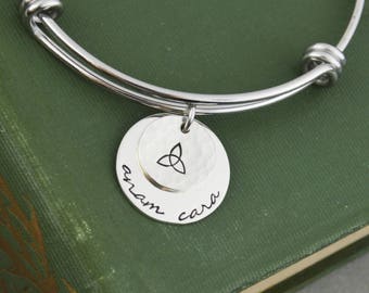 Anam Cara Bangle Bracelet: Sterling Silver Celtic Knot Soul Friend Gift