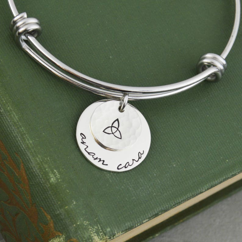 Anam Cara Adjustable Bangle Bracelet Stacking Bangle Best Friends Soul Friends Gift Celtic Jewelry image 1