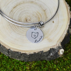 Ohio Charm Bracelet - Adjustable Bangle Bracelet with Hometown - Stacking Bangles