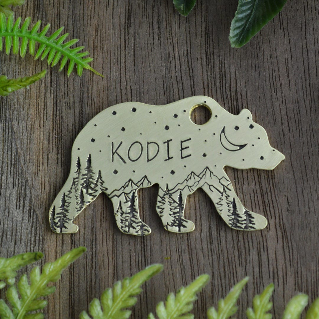 Tag Bea Hand Stamped Bear Dog Tag: Adventure Pet Tag, Personalized - Etsy