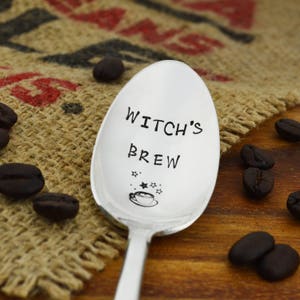 Witch's Brew Hand Stamped Coffee Spoon Stamped Silverware Gift Idea for Coffee Lover image 3