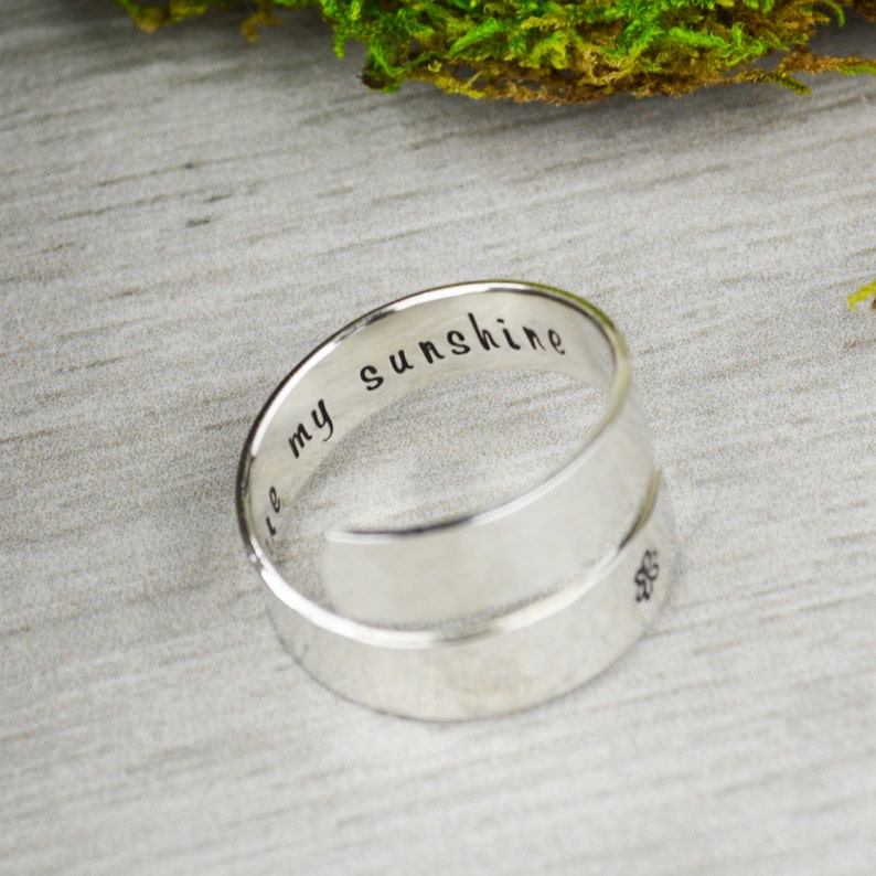 You Are My Sunshine Wrap Ring // Handstamped Jewelry Twist Ring image 2