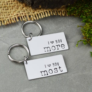 I Love You More I Love You Most Keychain Set Couple Gift Wedding Gift image 2