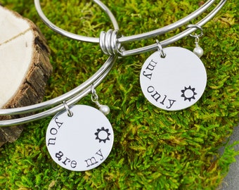 You Are My Sunshine Adjustable Bangle Bracelet Set - Stacking Bangles