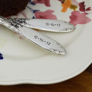 I Do Me Too Hand Stamped Forks with Custom Date Stamped Silverware Gift Idea for Bridal Shower image 3