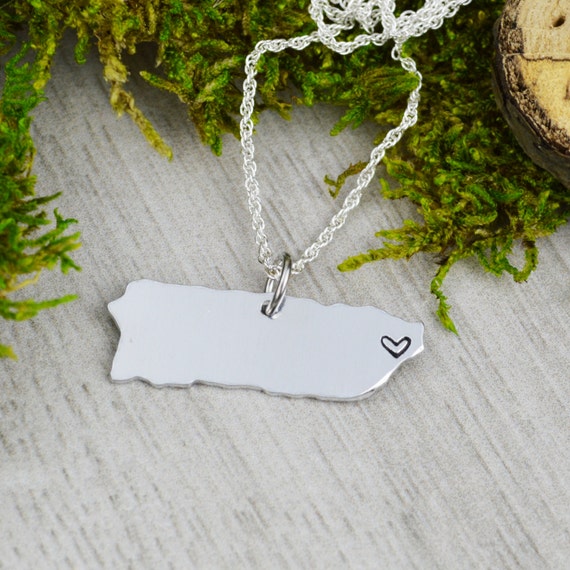 Puerto Rico Keychain or Necklace - Best Friend Gift - Couples Gift - Long Distance Love Il_570xn
