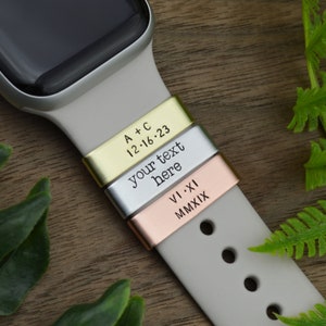 Personalized Smart Watch Band Charm: Hand Stamped Copper, Brass, or Aluminum