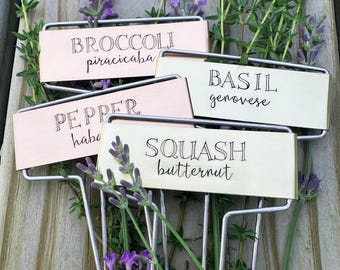 Hand Stamped Brass Garden Marker: Herb & Vegetable Plant Stake