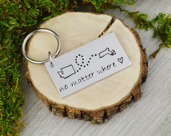 Custom Long Distance Keychain • Long Distance Love • Family and Friend Gift