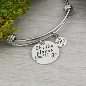 Oh, the Places You'll Go Adjustable Bangle Bracelet Stacking Bangle image 1