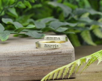 Custom Name Ring: Hand Stamped Personalized Initial Ring